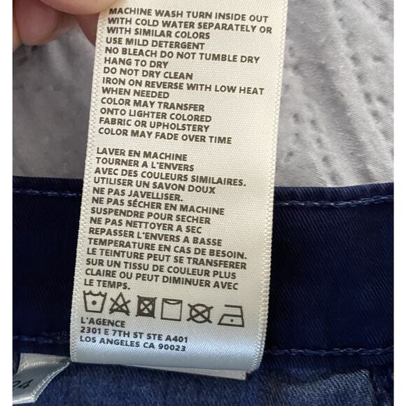 NWT L'AGENCE Sz 24 Navy Ryland High Rise Cut Off Pockets Zip Shorts Raw Hem - Picture 7 of 7